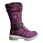 Halfhoge veterboots met gebreide boord en ritssluiting