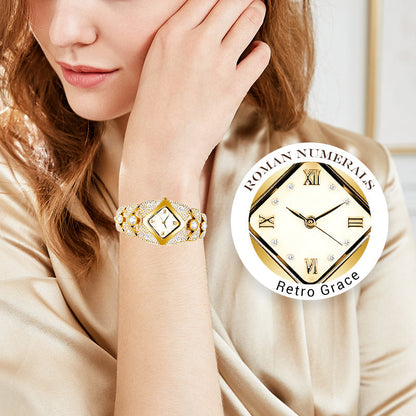 ⏳Time-limited Special⌛Γυναικείο Ρετρό ρολόι χαλαζία με αστραφτερά στρας