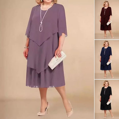 🎉【L-4XL】💝 Φόρεμα σιφόν συν μέγεθος με στρώσεις