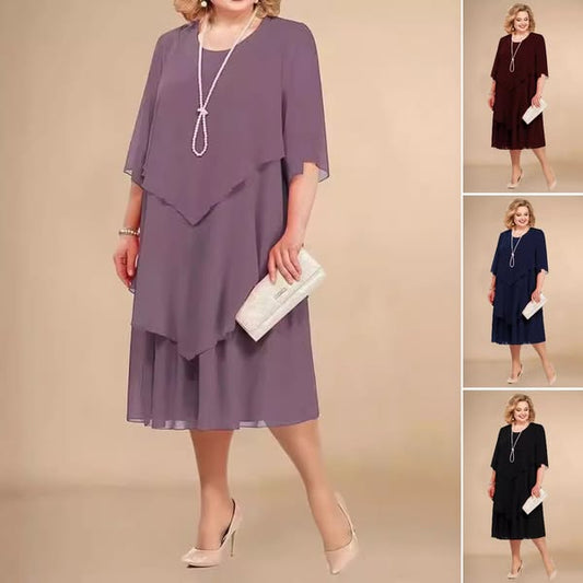 🎉【L-4XL】💝 Φόρεμα σιφόν συν μέγεθος με στρώσεις