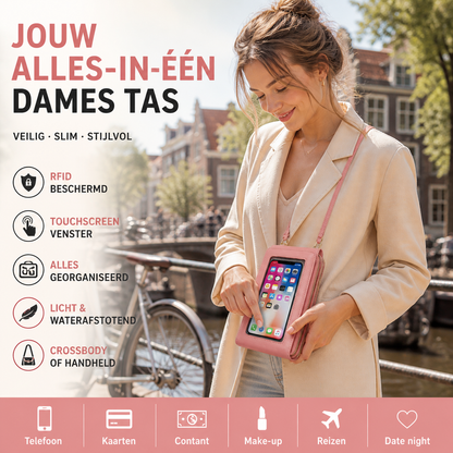 RFID Crossbody Telefoontasje met Touchscreenvenster en Meerdere Vakken