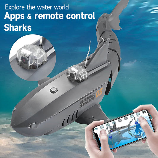 🦈 Ασύρματο τηλεχειριστήριο 2,4 GHz για υποβρύχιο drone με κάμερα σε σχήμα καρχαρία