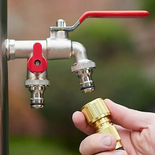 🔥🚰Καθολική βρύση κήπου από ανοξείδωτο χάλυβα με διπλή έξοδο