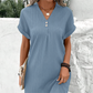 🌷 Γυναικείο κοντομάνικο φόρεμα V-Neck σε μονόχρωμο χρώμα
