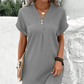 🌷 Γυναικείο κοντομάνικο φόρεμα V-Neck σε μονόχρωμο χρώμα