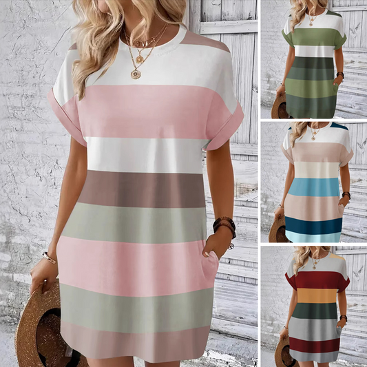 🔥Μεγάλη Έκπτωση 50%！🌺Sukienka damska casual z okolicznicem rundym