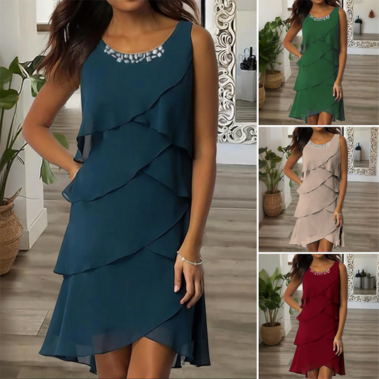 🔥Μεγάλη Έκπτωση 34%！👗Divat strasszos ujjatlan ruha✨