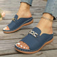 Wedge Peep Toe Sandals with Metal Decoration