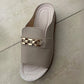 Wedge Peep Toe Sandals with Metal Decoration
