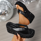 👠 Παχύς πυθμένας Sequin γυναικεία σαγιονάρες