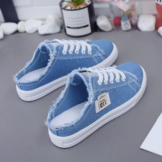 💐Γυναικείες παντόφλες από τζιν με slip-on - άνετη σόλα και χαλαρό στυλ 👟☀️