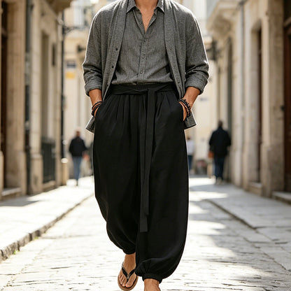 👖✨Ανδρικό παντελόνι χαρέμ σε casual στυλ με ελαστικές μανσέτες