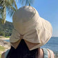 👒☀️Γυναικείο καπέλο ηλίου με φαρδύ γείσο και φιόγκο