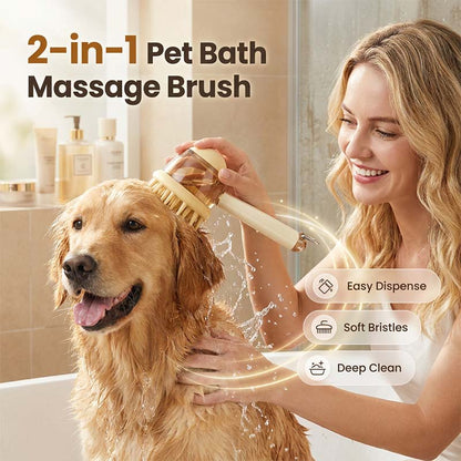 🛁🐾 Βούρτσα μασάζ για το μπάνιο των κατοικίδιων με δοσομετρητή σαμπουάν ✨