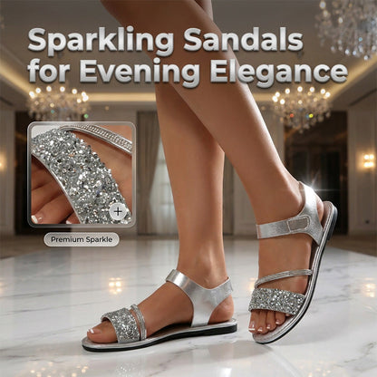 Women's Glitter Strap Flat Sandals
