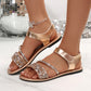 Women's Glitter Strap Flat Sandals