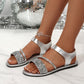 Women's Glitter Strap Flat Sandals