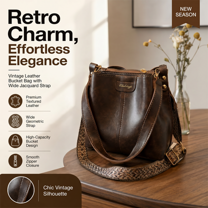 ⏰Γυναικεία τσάντα τύπου «bucket» vintage μεγάλης χωρητικότητας💫