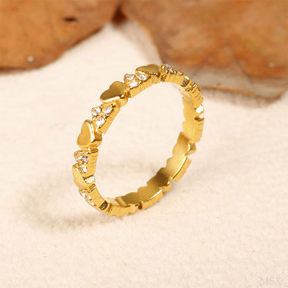 💖 Elegant Hjärta Evighetsring – Mikro-pavé Zirkon & Rostfritt Stål ✨