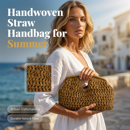 Handgeweven Stro Handtas met Gevlochten Design