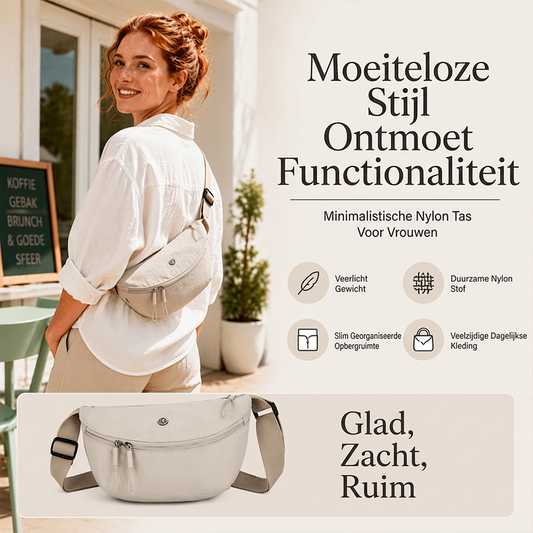 Minimalistische Nylon Crossbodytas met Verstelbare Riem