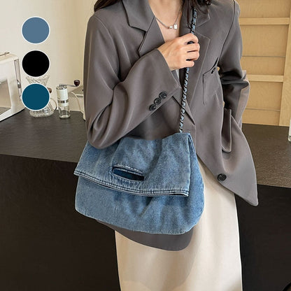 Denim Schoudertas met Kettingriem