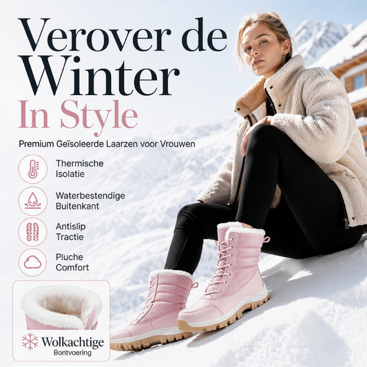 Warme Geïsoleerde Winterlaarzen met Bontvoering, Vetersluiting en Antislipzool