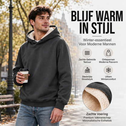 ❄️ Winter Must-Have 🔥 Dikke Herenhoodie met Warme Sherpa-voering – Zacht, Comfortabel & Perfect voor Koude Dagen 🖤