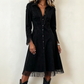 Elegante Suède-Look Jurk met Franjes en Knoopsluiting